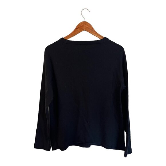 Diana Gallesi Cashmere Pullover Sweater Navy Blue Embellished Medium M - Picture 2 of 5